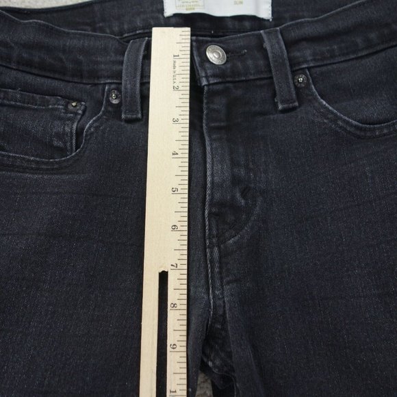 Levis Signature Gold Jeans Womens 29x30 Black Mid Rise Stretch Slim Denim - Picture 4 of 11